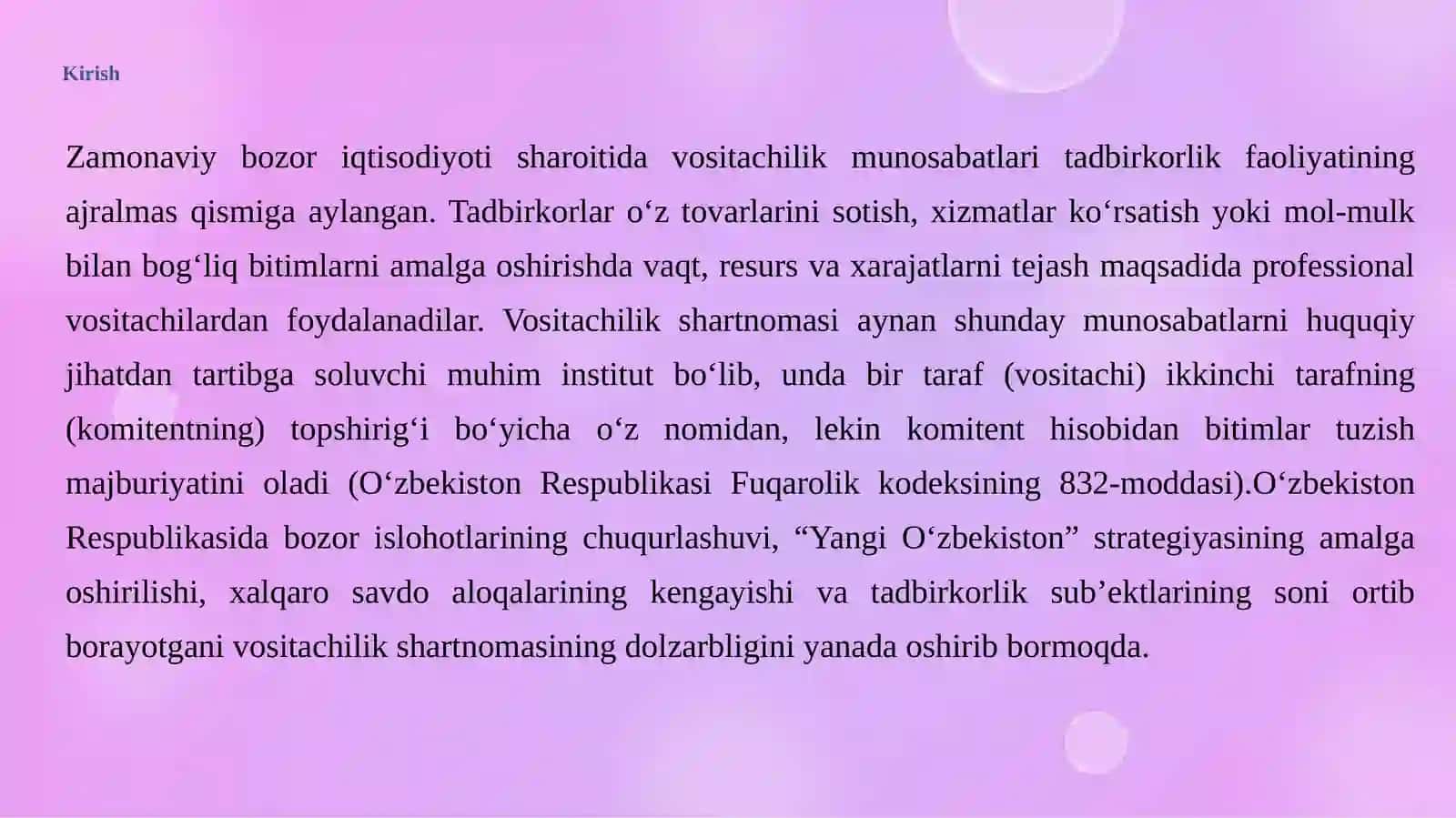 Vositachilik shartnomasi:tushunchasi, turlari va amaliyahamiyati 4