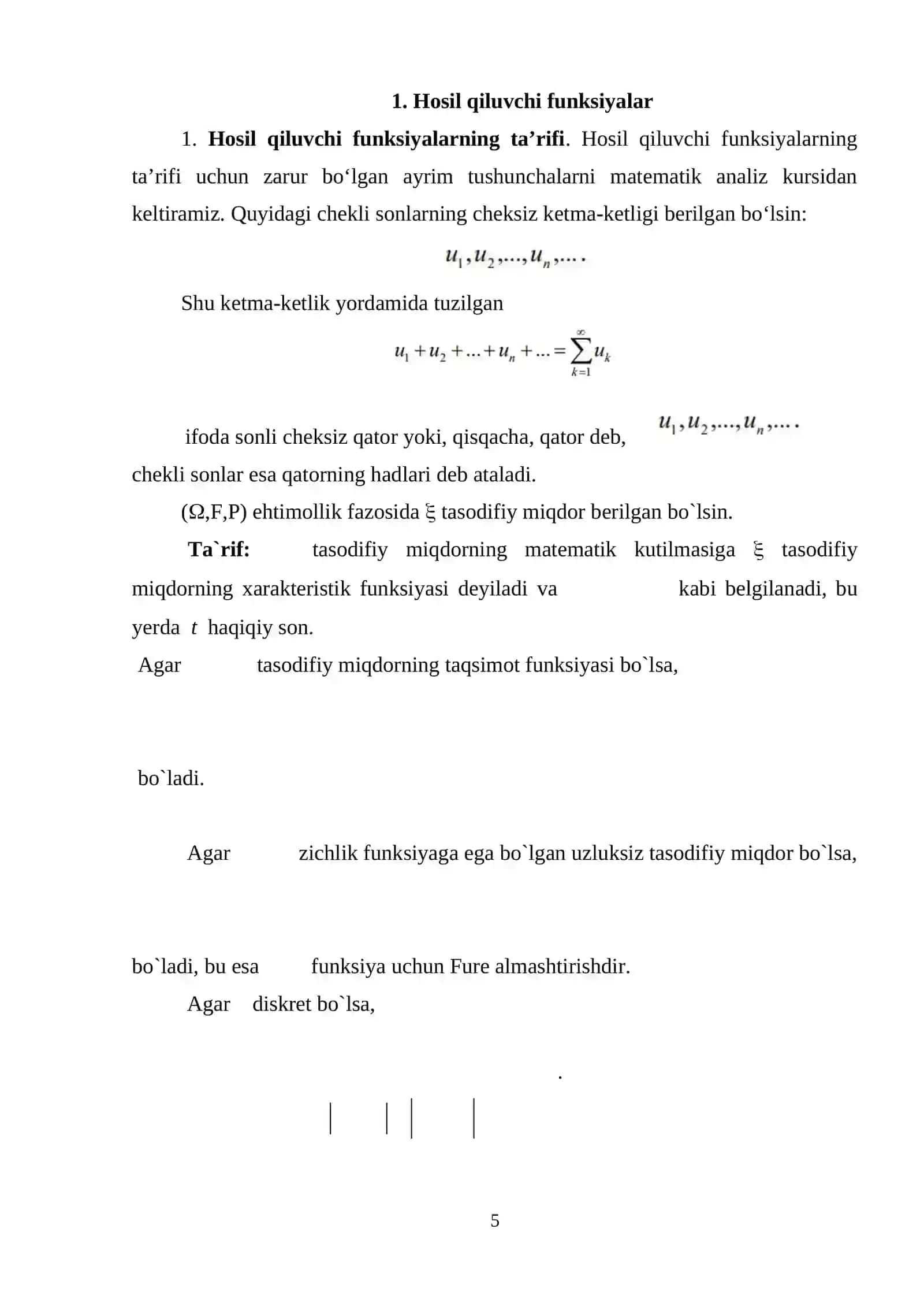 Hosil qiluvchi funksiyalar. Ehtimollarning polynomial taqsimoti 4