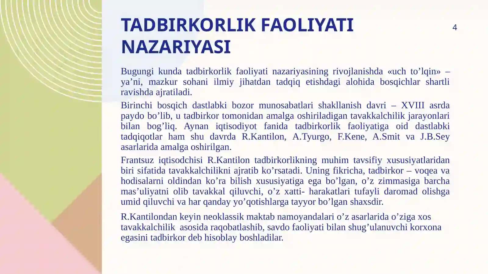 Tadbirkorlik faoliyatini tashkil etish va oilaviy tadbirkorlikni rivojlantirish 4