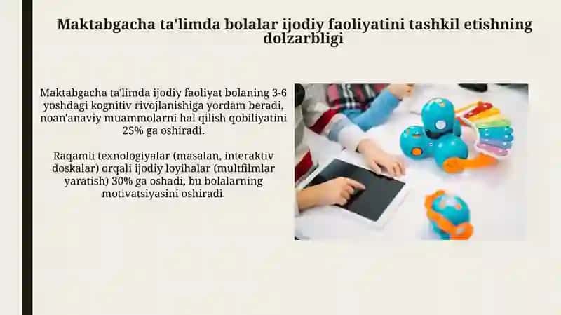 Maktabgacha ta'limda bolalarni ijodiy faoliyatini tashkil qilish texnologiyasi (katta guruh) 4