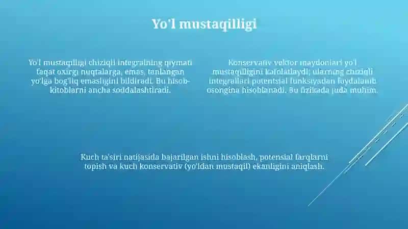 Yoy uzunligi boʻyicha olingan egri chiziqli integralning tatbiqlari 4