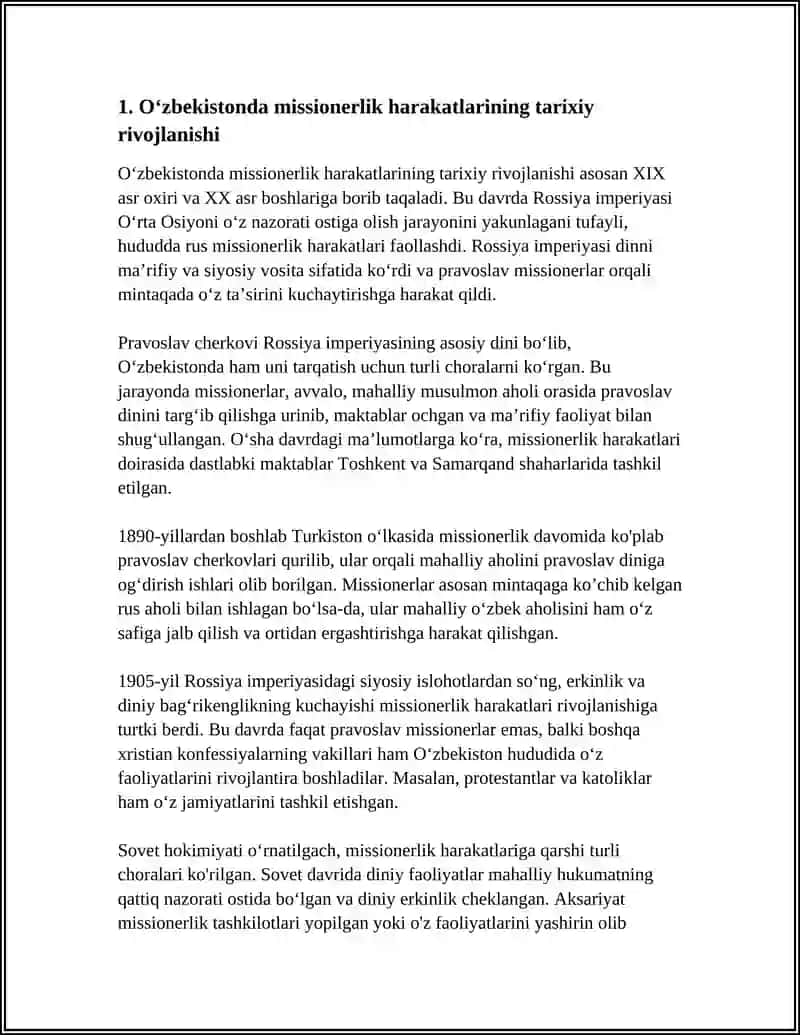 OʻZBEKISTONDA FAOLIYATI KUZATILGAN MISSIONERLIK HARAKATLARI VA ULAR FAOLIYATINING OQIBATLARI 4