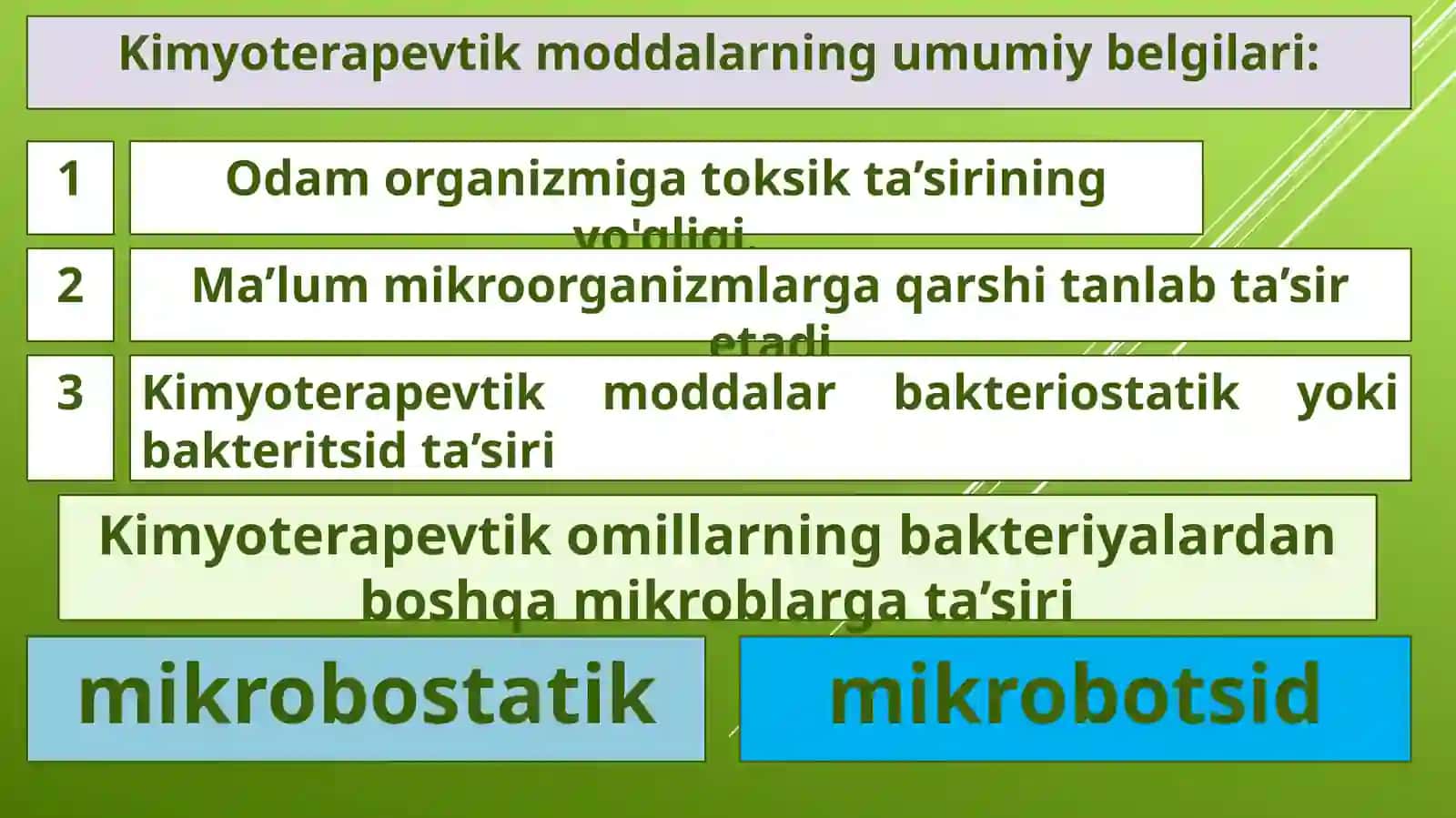 4-MA’RUZA: KIMYOTERAPEVTIK PREPARATLAR VA ANTIBIOTIKLAR 4