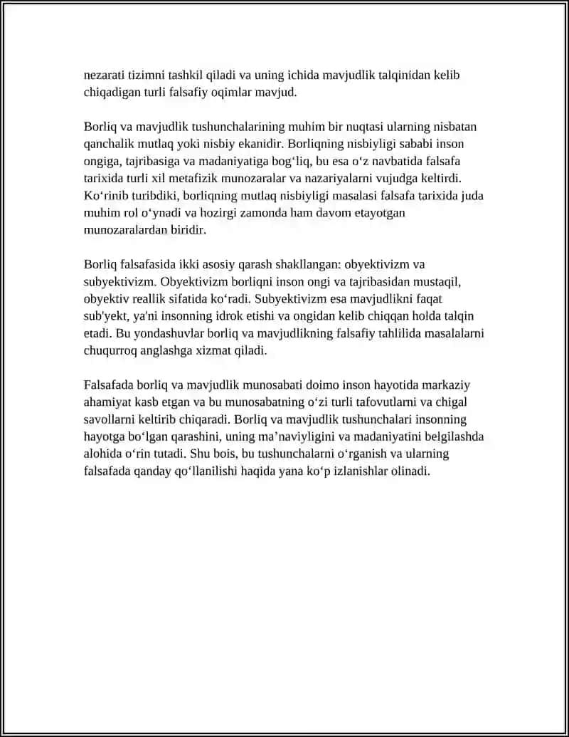 BORLIQ FALSAFASI ONTOLOGIYA 4