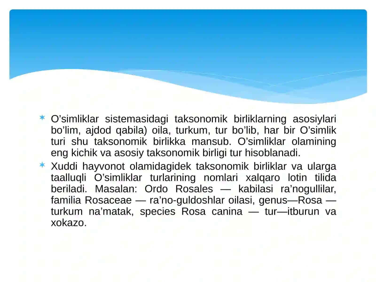 Tokson va taksonamik birliklar va tavsifi 4