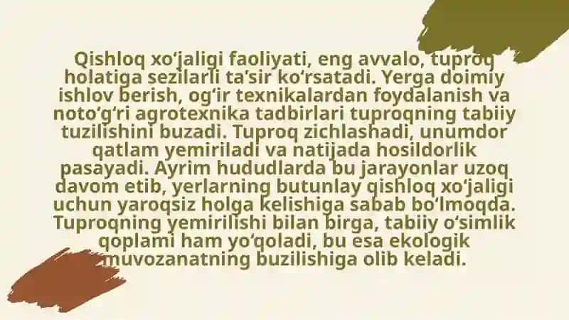 Qishloqxo'jaligi Va Ekologik Muammolar 4