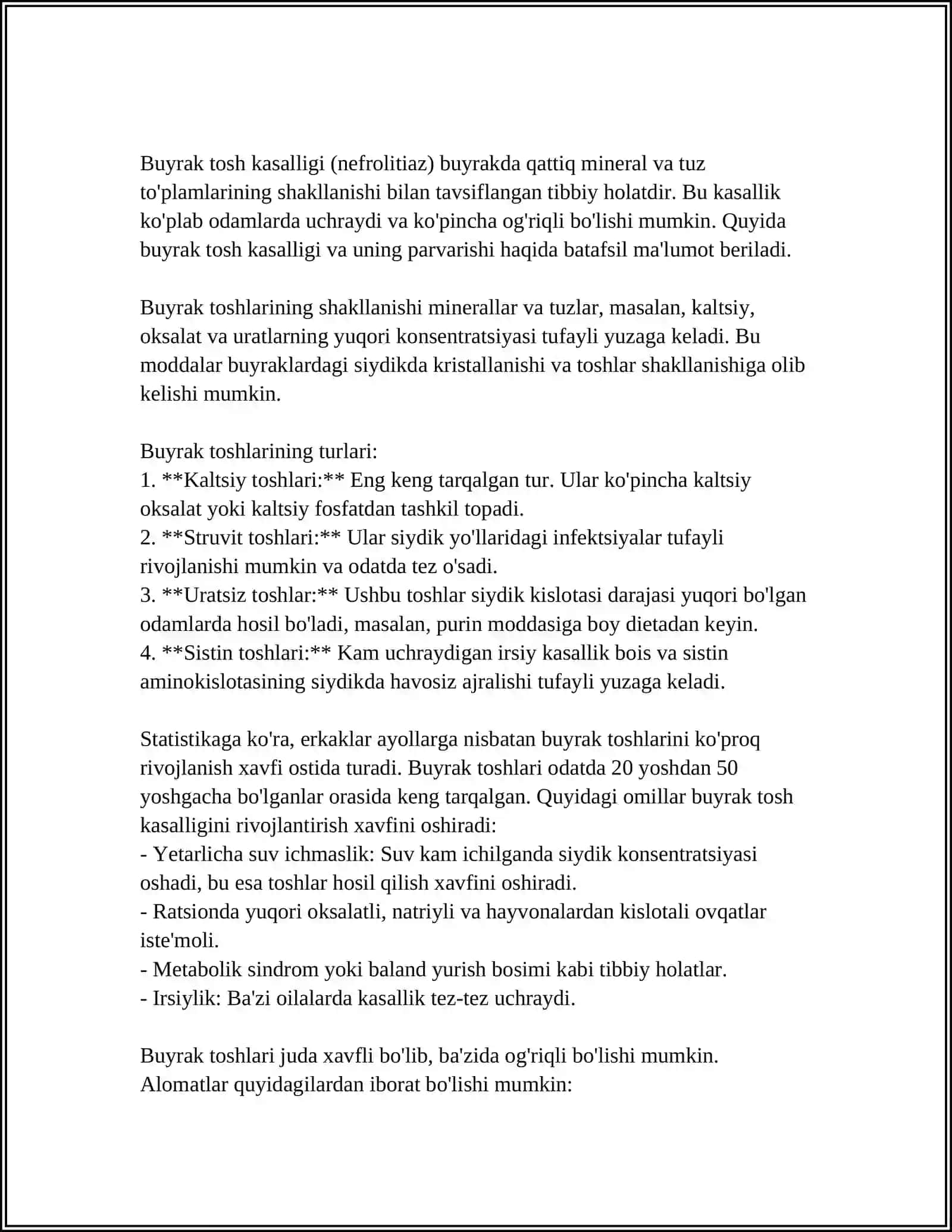 SIYDIK HOSIL QILISH VA AJRATISH AʼZOLARIDAGI KASALLIKLAR VA BEMOR BOLALARNI PARVARISH VA NAZORAT QILISH 4