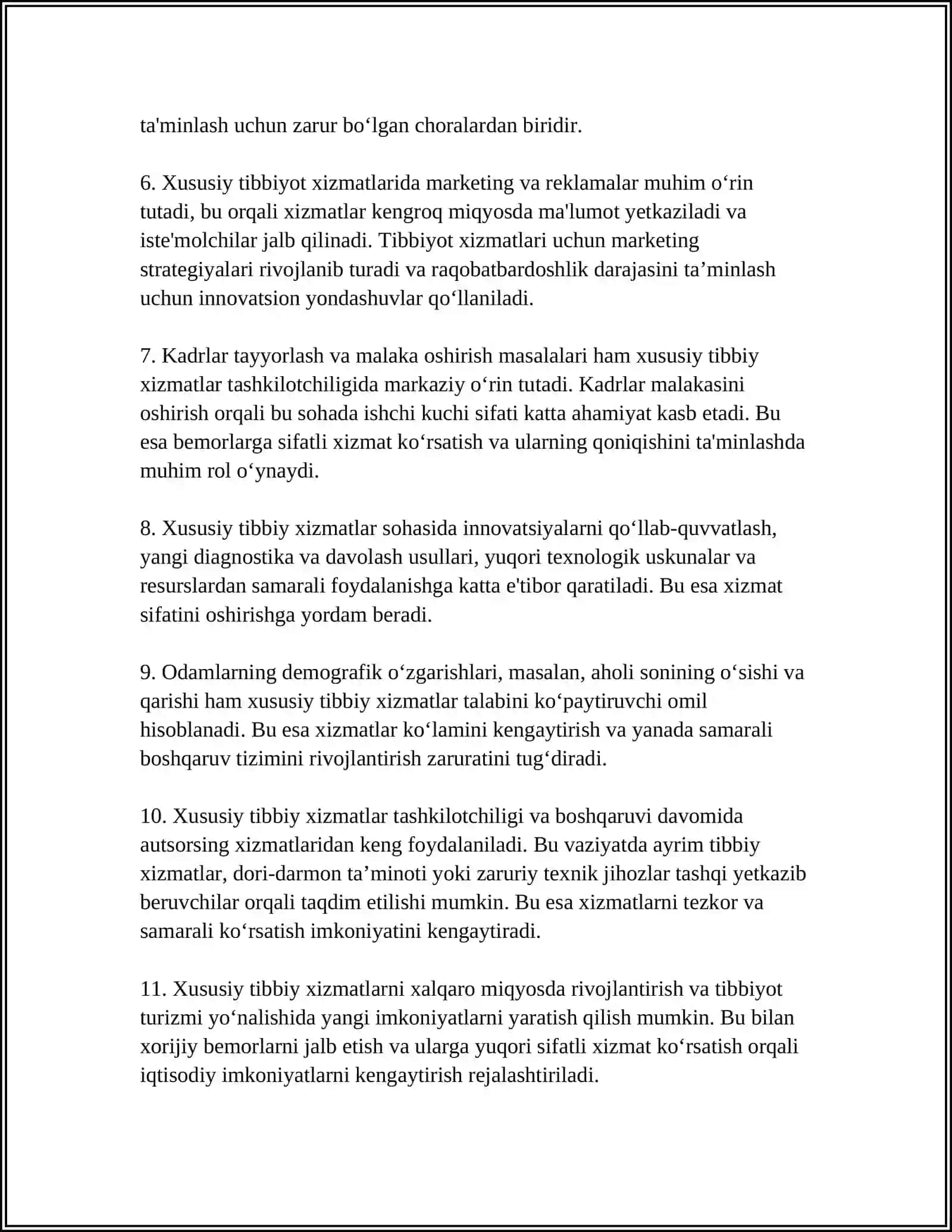 Xususiy Tibbiy Muolajalar Xizmatlari 4