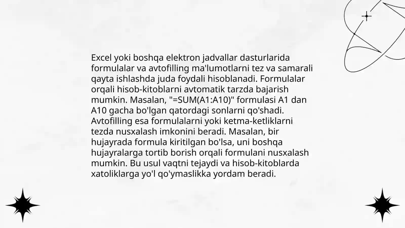 Excel dasturida avtotoʻldirishlar va avtohisoblashlar. Diagrammalar yaratish 4