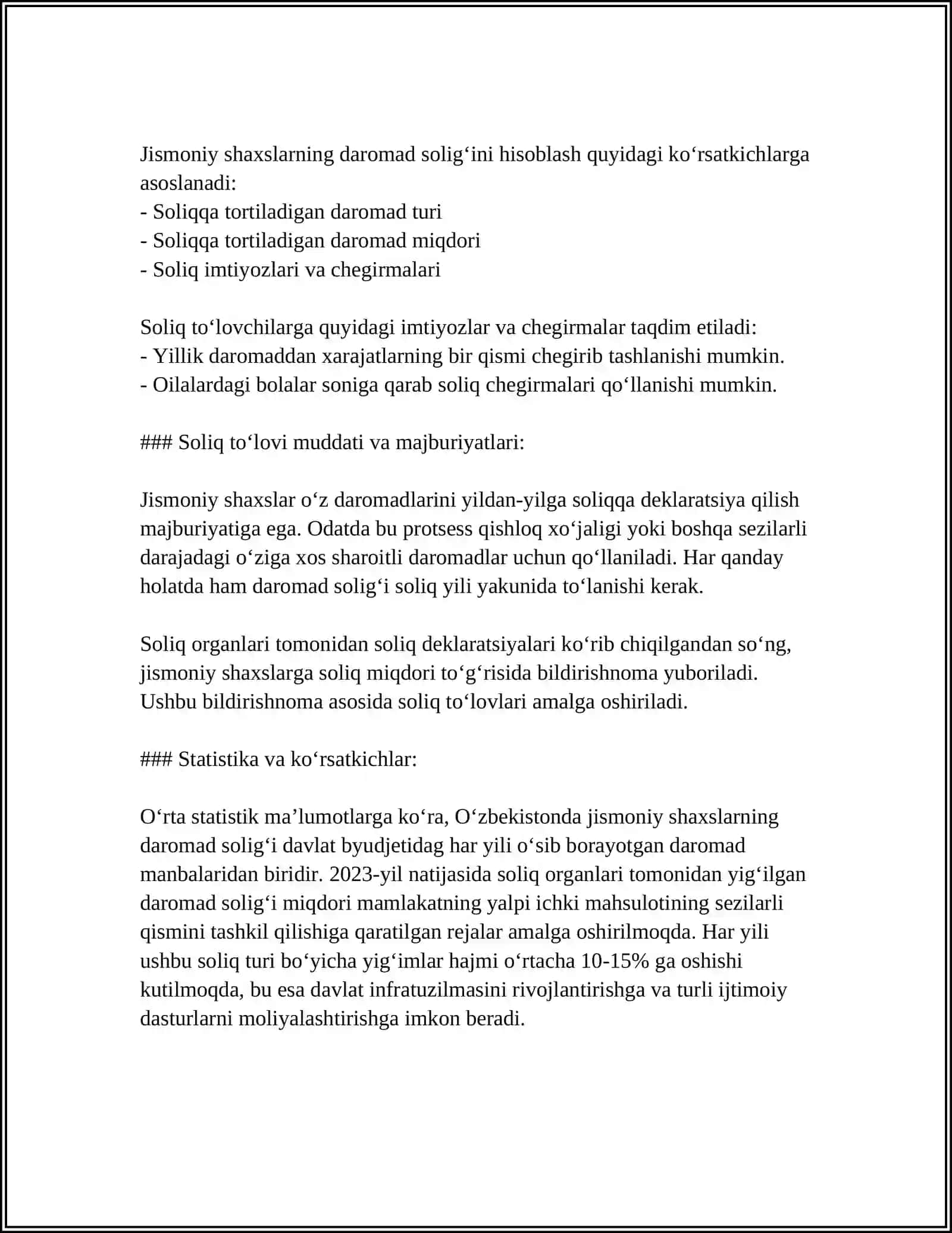 Jismoniy Shaxslardan Olinadigan Daromad Soligʻi va Uni Hisoblash 4