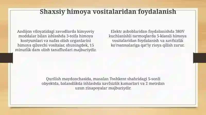 Qurilish texnikalarini ishlatish hamda ta'mirlash jarayonida xavfsizlikni ta'minlash 4