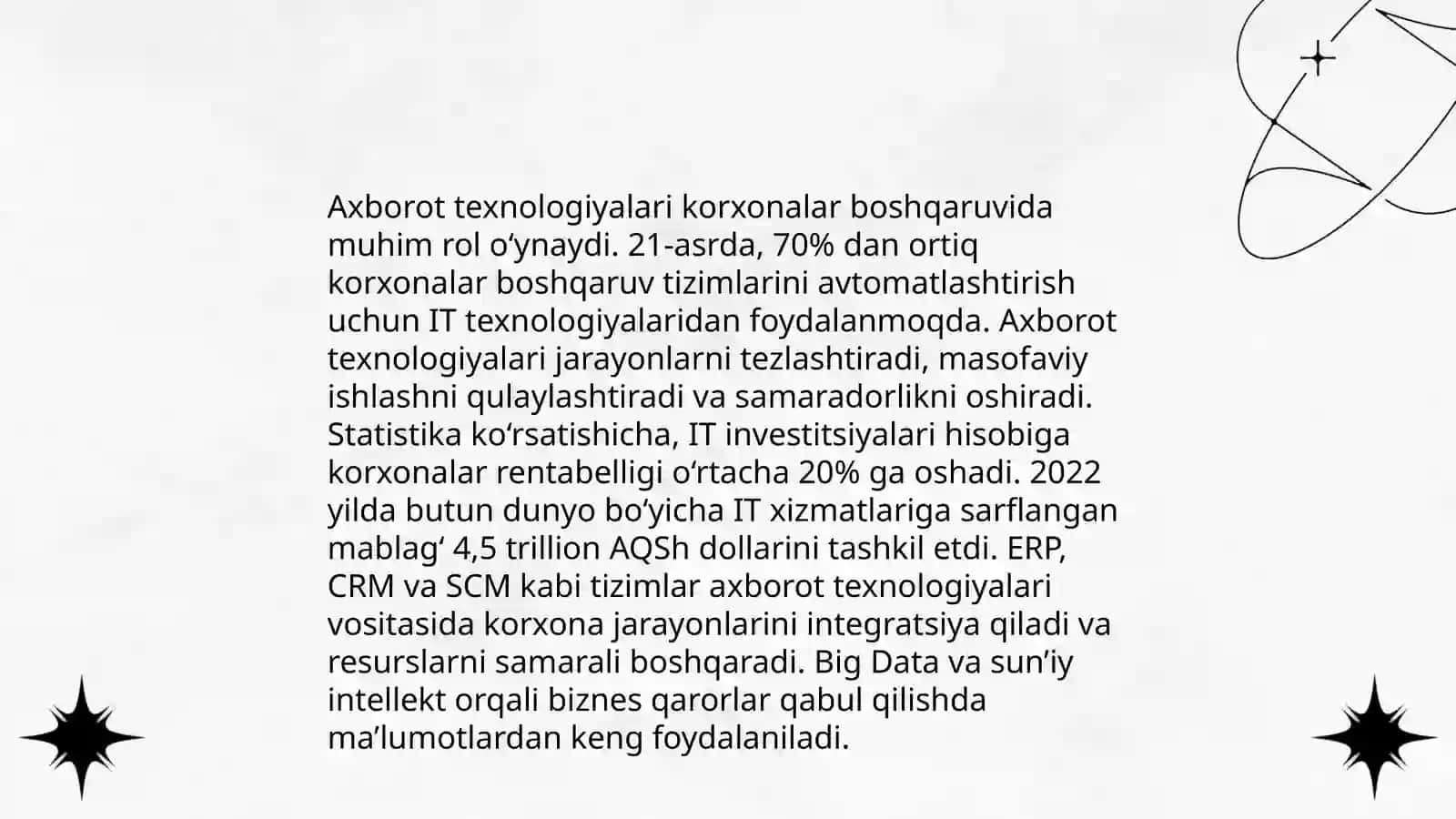 Korxona faoliyatini boshqarishni axborotlar bilan ta'minlashning o'ziga xos xususiyatlari 4