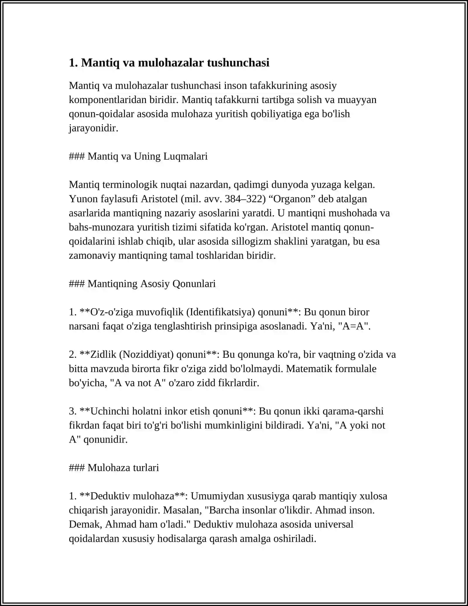 MULOHAZALAR ALGEBRASI.MANTIQIY BOĞLOVCHILAR.CHINLIK JADVALI.MULOHAZALAR USTIDA AMMALLAR 4