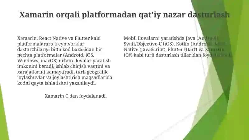 Mobil texnologiyalar uchun dasturiy vositalar 4
