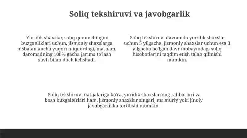 Yuridik shaxslar va jismoniy shaxslar uchun soliqqa tortishning o'xshashliklari 4