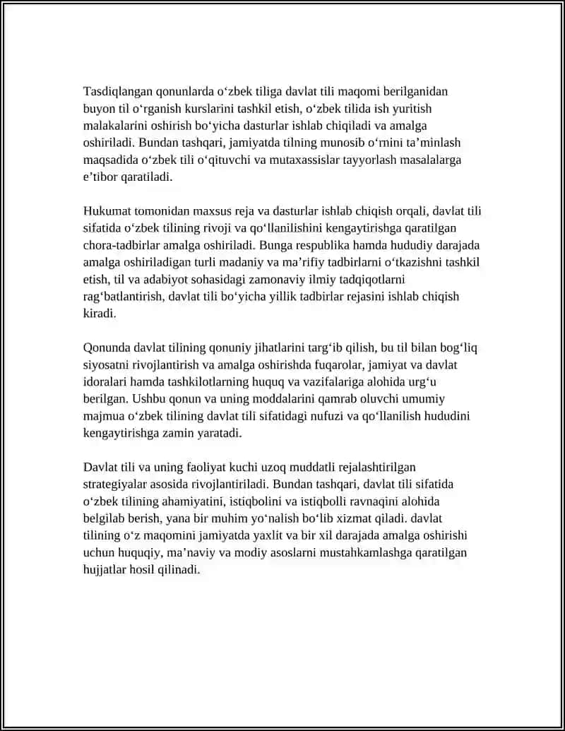 "DAVLAT TILI " TOGʻRISIDAGI QONUN VA UNDA ISH YURITISHGA DOIR MODDALAR" 4