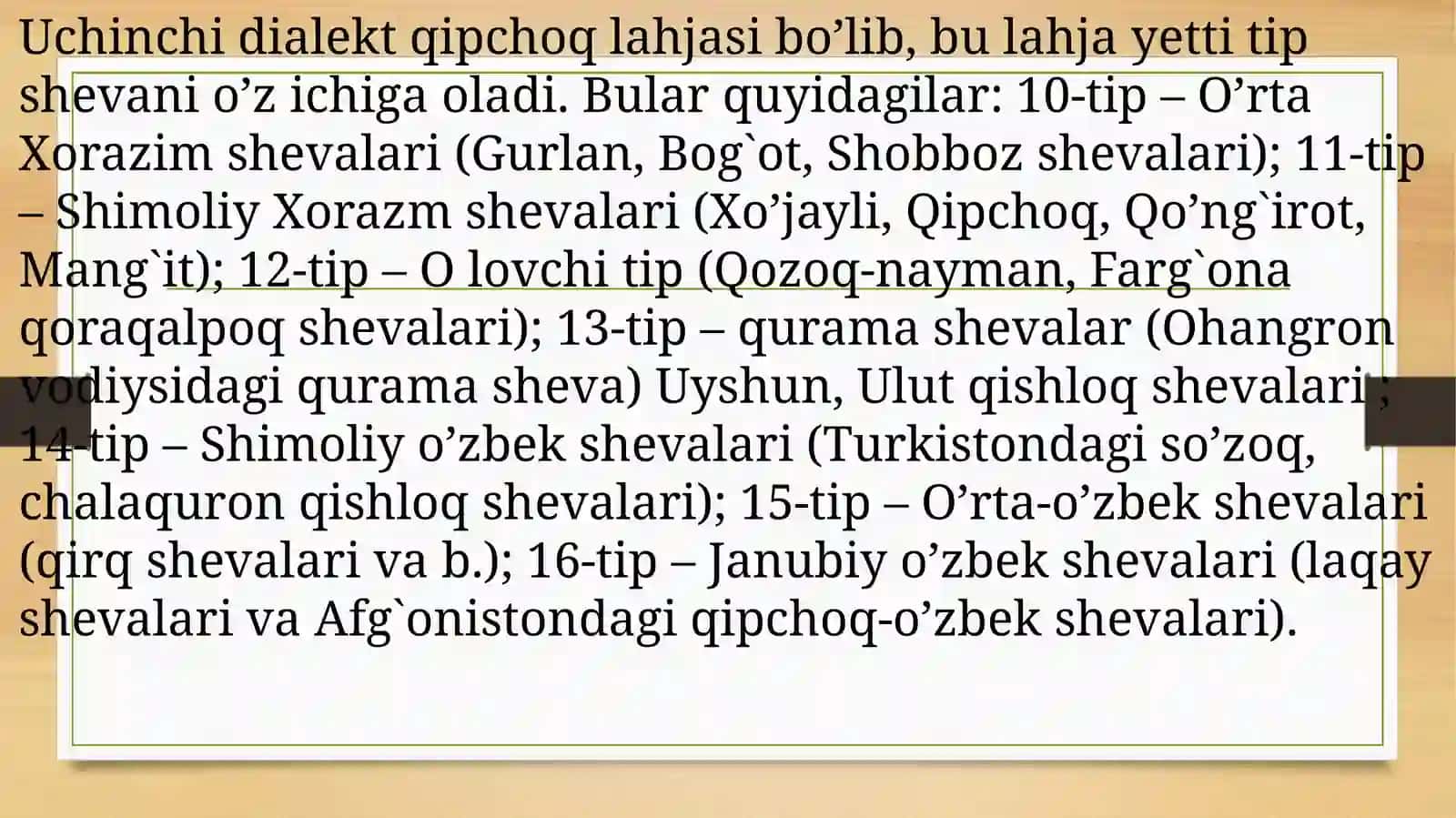 Qipchoq lahjasining asosiy xususiyatlari 4