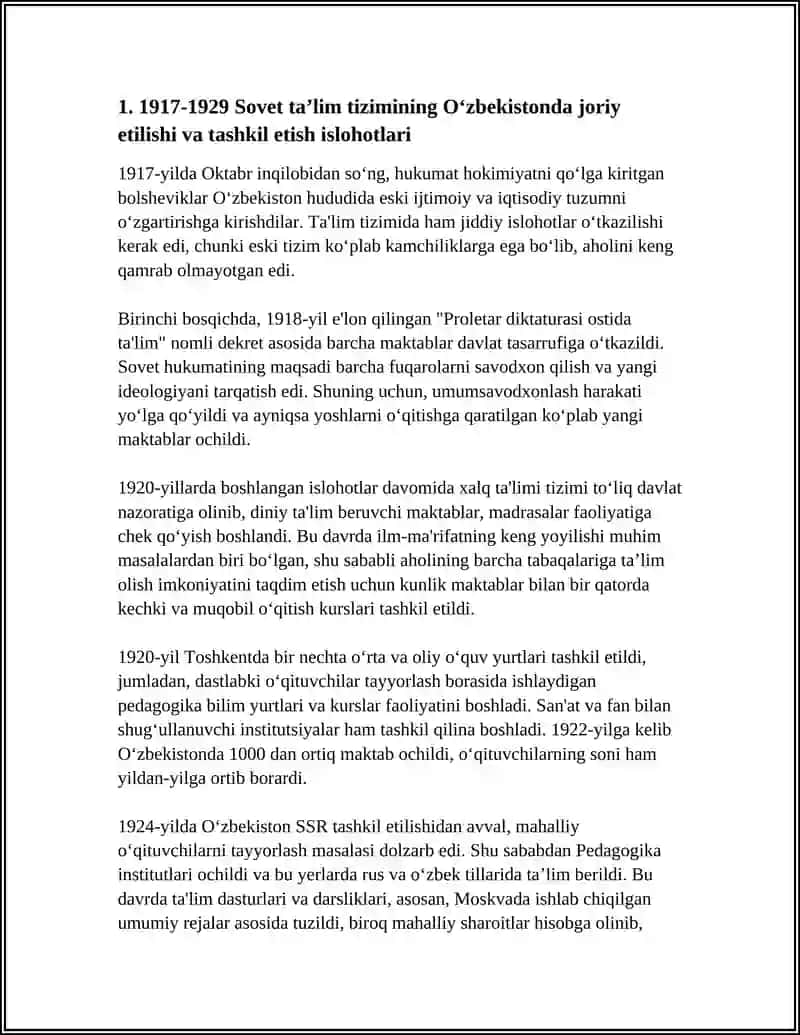 1917-1991 YILLARDA OʻZBEKISTON TAʼLIM TIZIMI VA PEDAGOGIK FIKRLAR RIVOJI 4