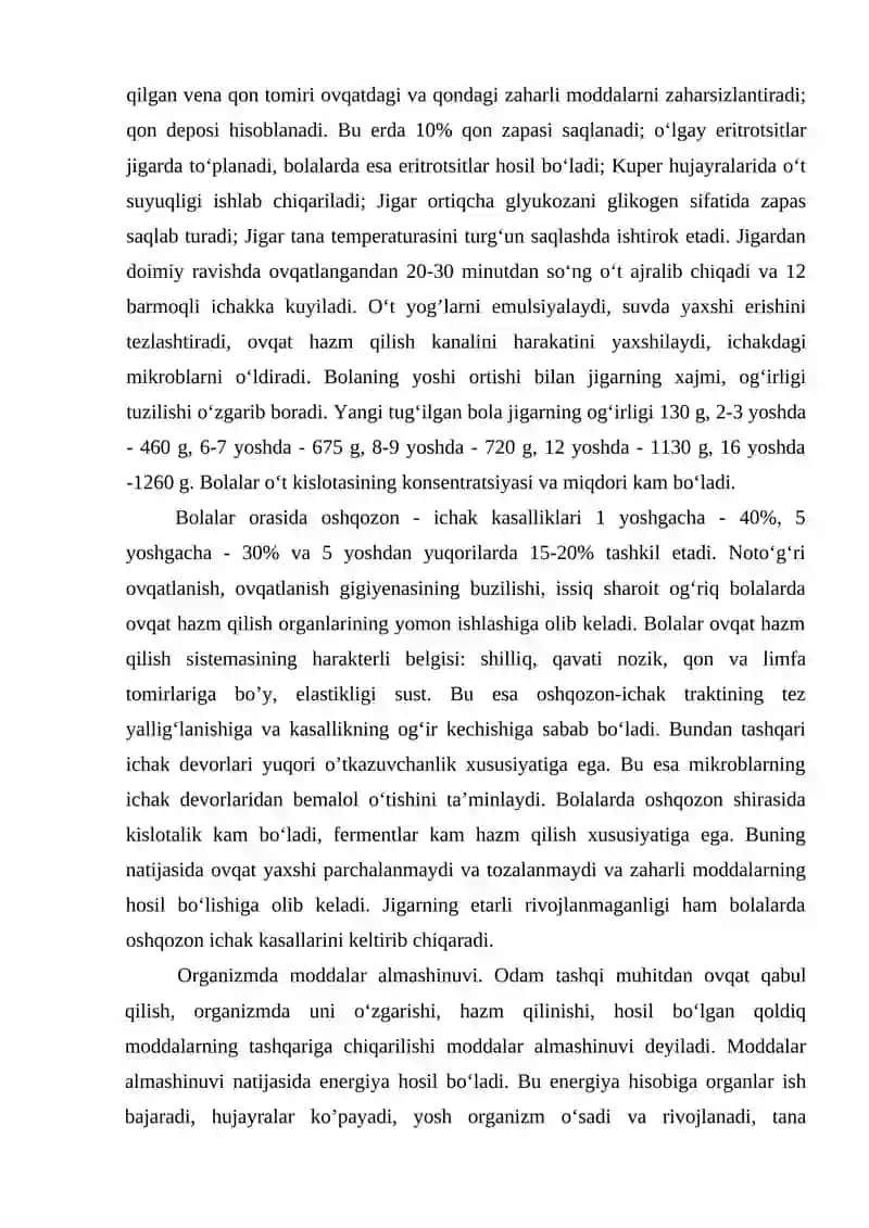 Ovqat hazm qilish tizimining yosh xususiyatlari va gigiyenasi 4