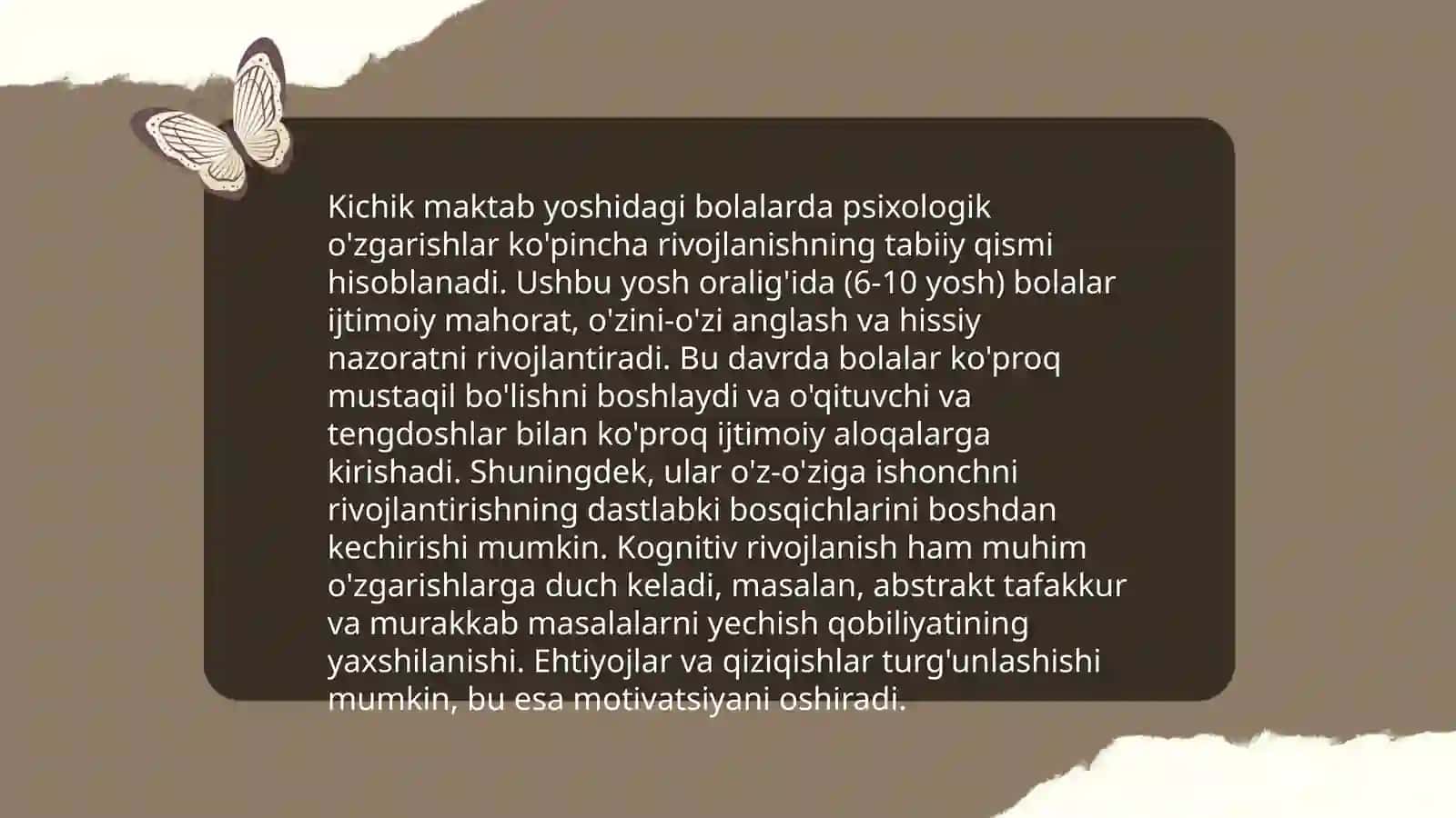 Kichik maktab yoshi davrining uziga xos xususiyatlari 4