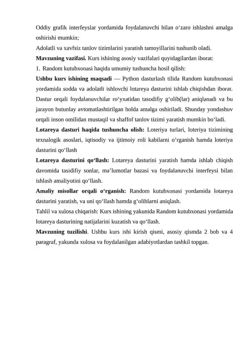 Random kutubxonasi yordamida lotareya dasturi 4