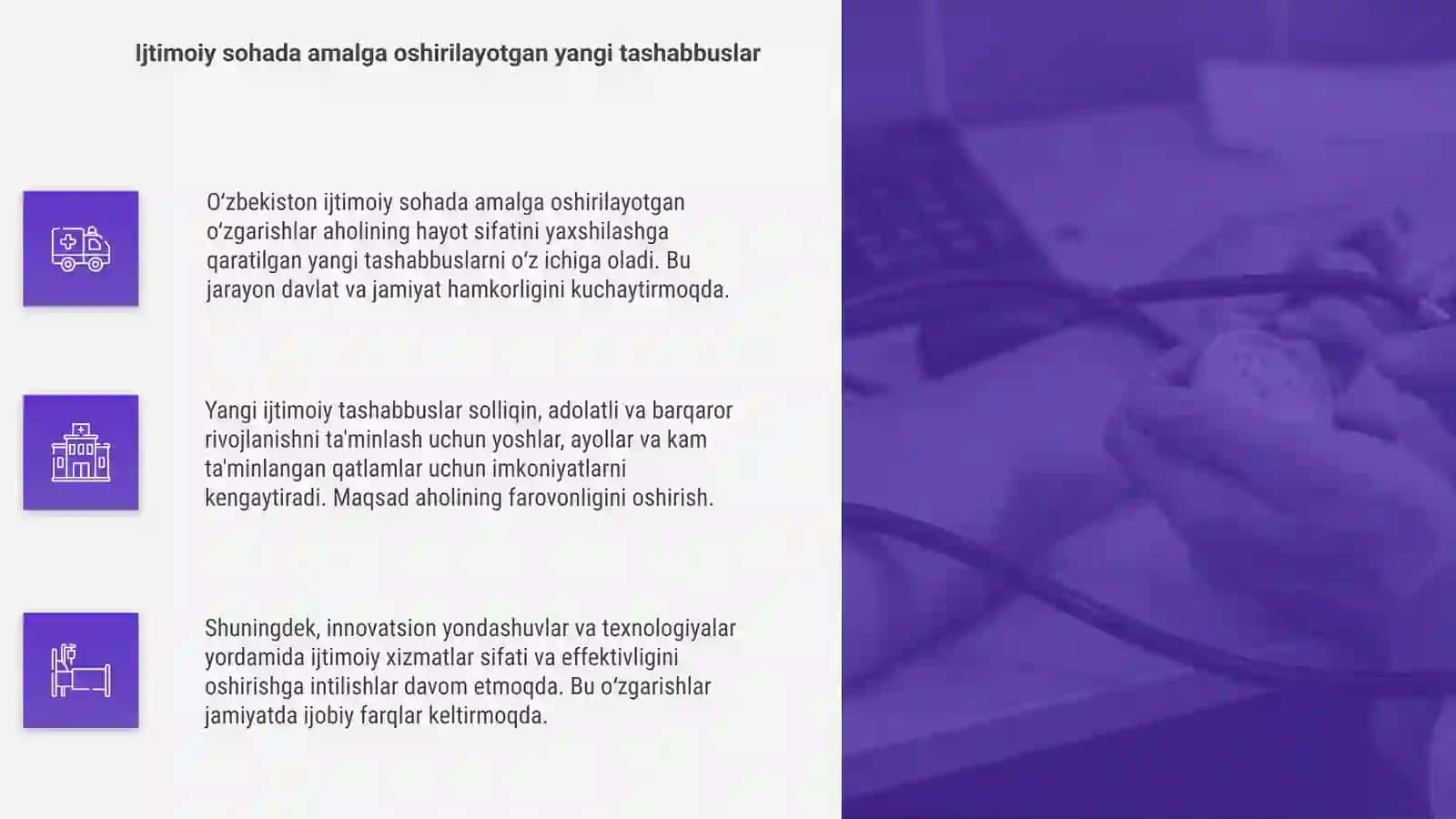 Oʻzbekiston ijtimoiy sohada amalga oshirilayotgan oʻzgarishlar mazmn va mohiyati 4