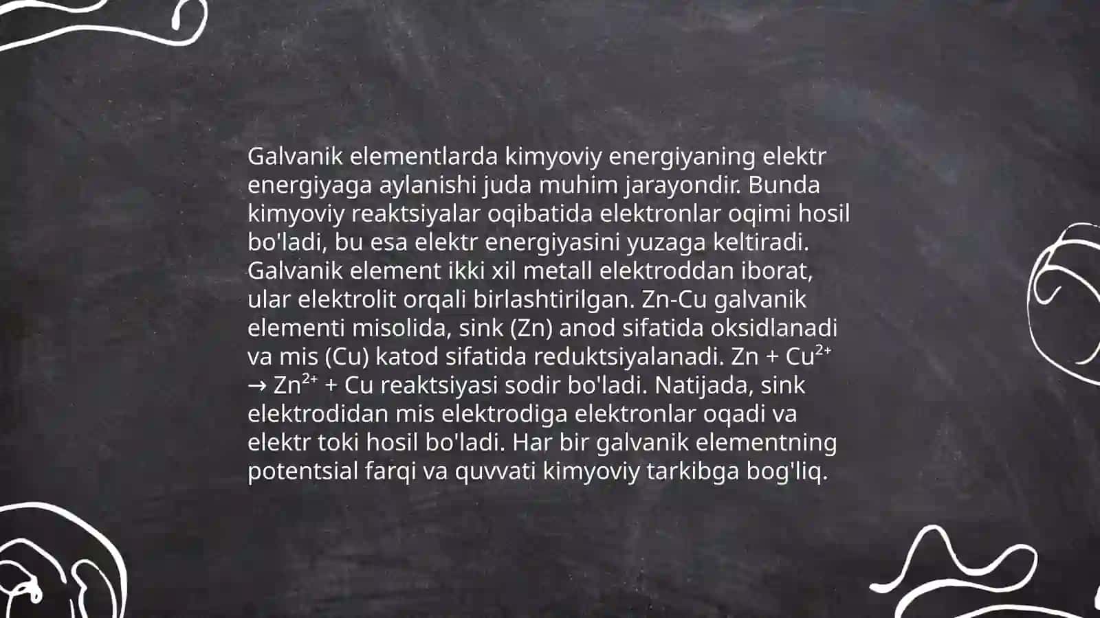 Metallarning umumiy xossalari.Galvanik elementlar 4