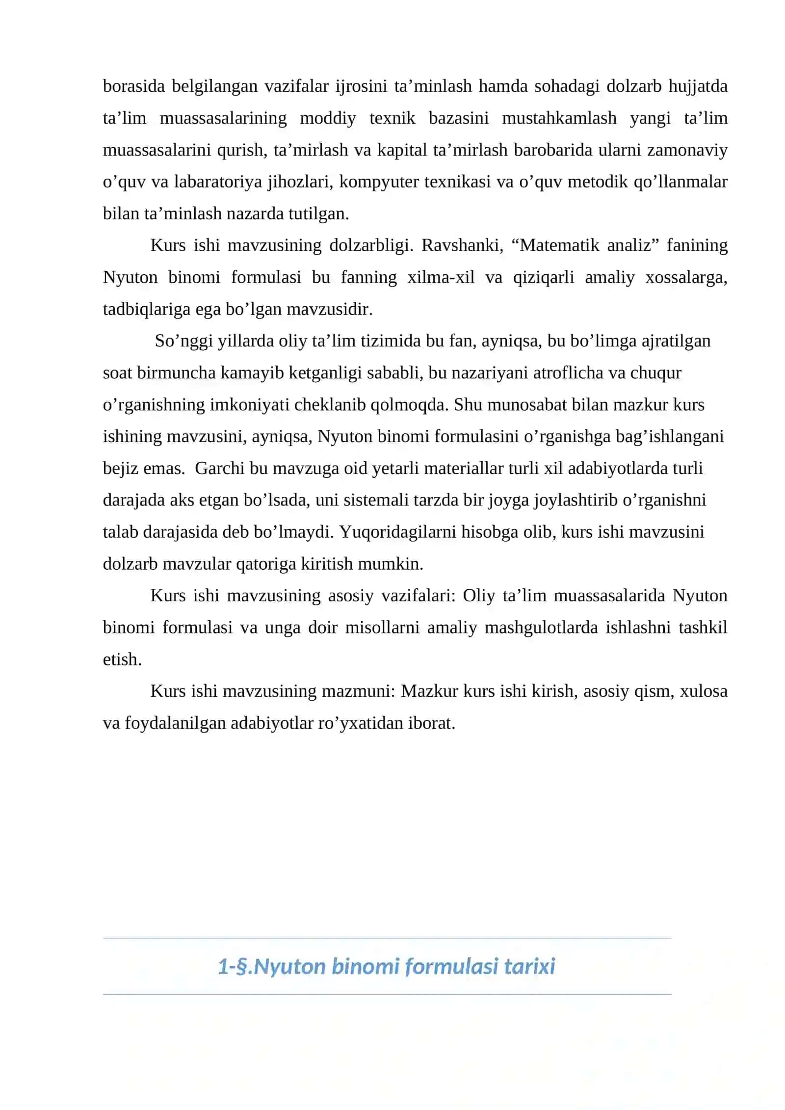 Nyuton binomi va unga turdosh bo’lgan formulalar 4