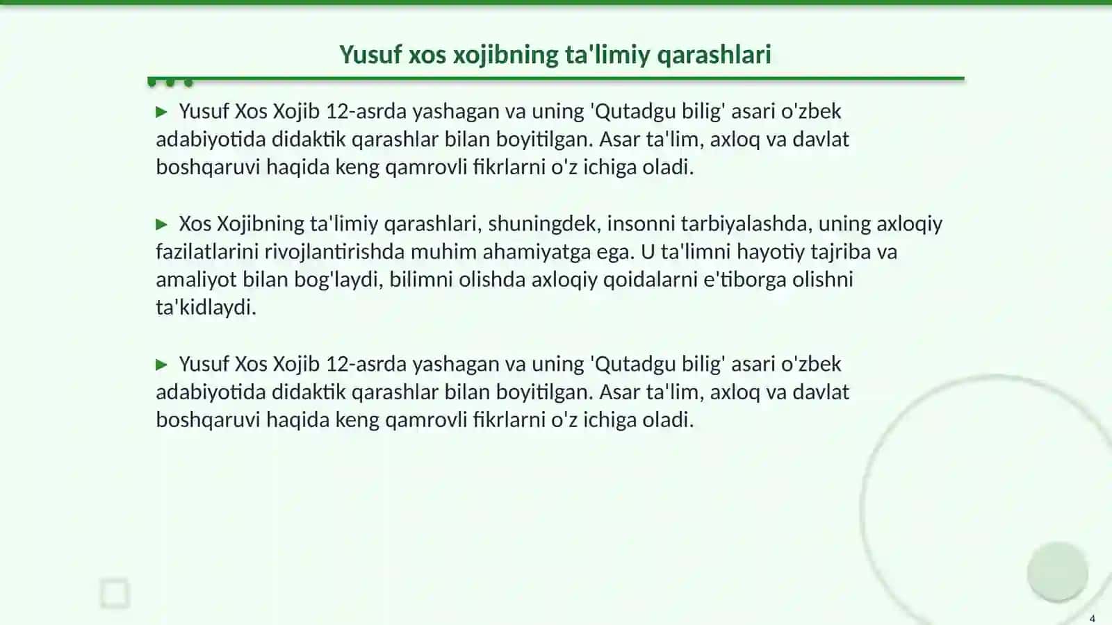 Mahmud qoshgariy asarlarida didaktik ta'lim 4