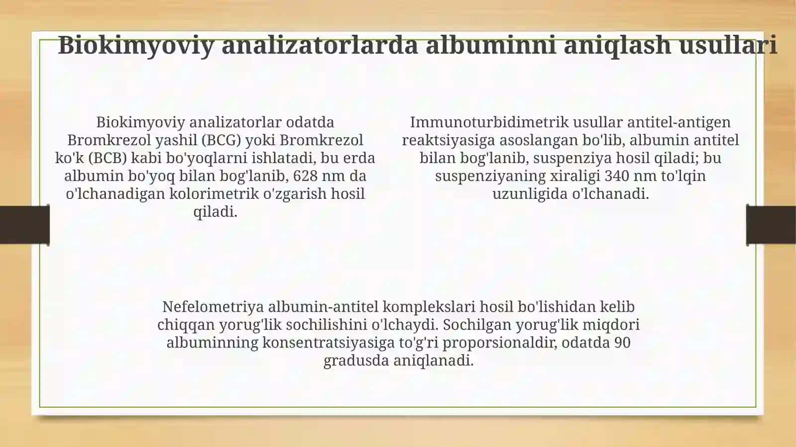 Albumin tarkibidagi qon plazmasini biokimyoviy analizatorlarda tekshirish 4