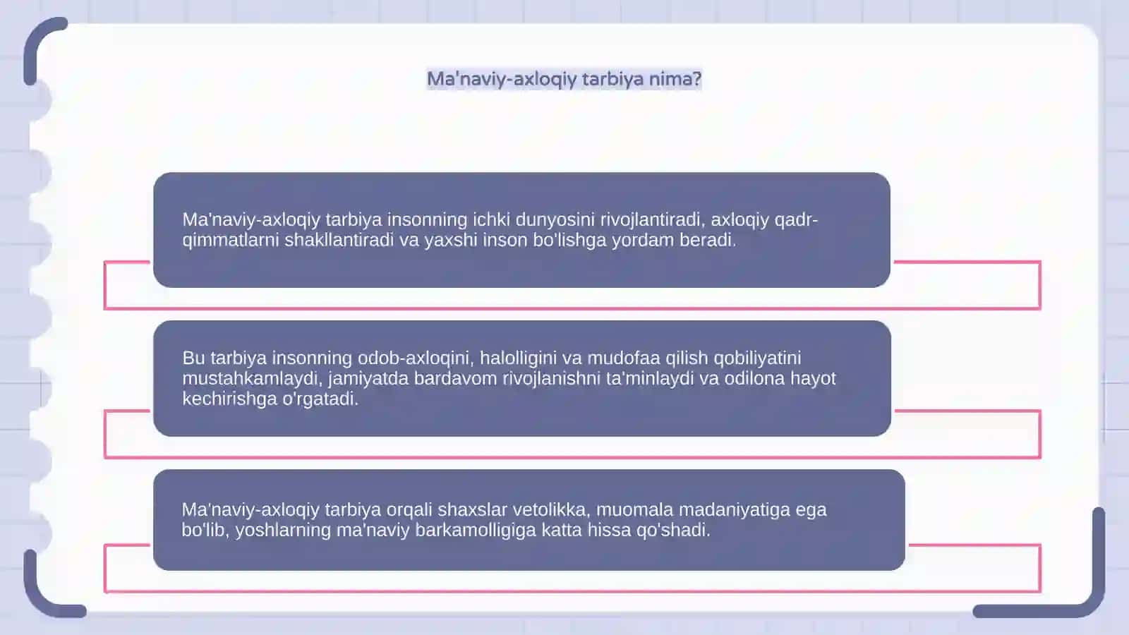 Fuqarolik tarbiyasi. Ma'naviy-axloqiy tarbiya 4