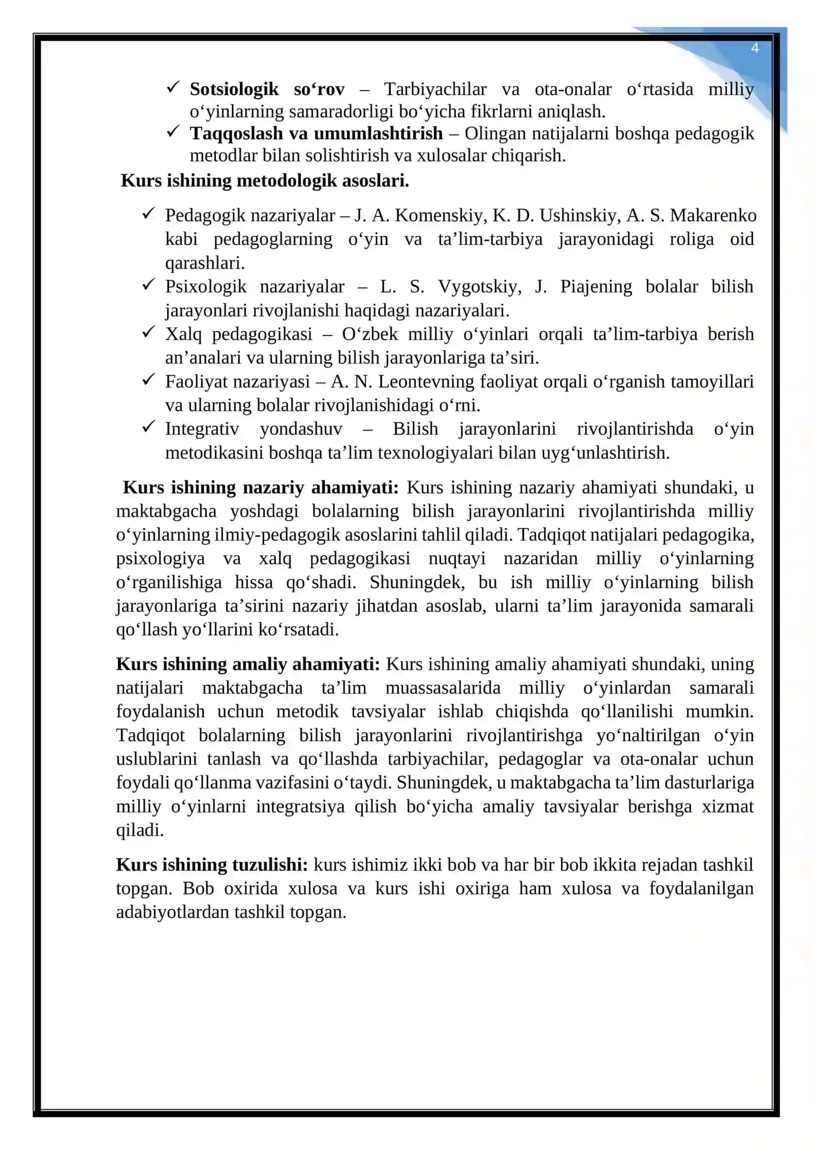 Maktabgacha yoshdagi bolalarning bilish jarayonlarini shakllantirishda milliy o’yinlarning ahamiyati 4