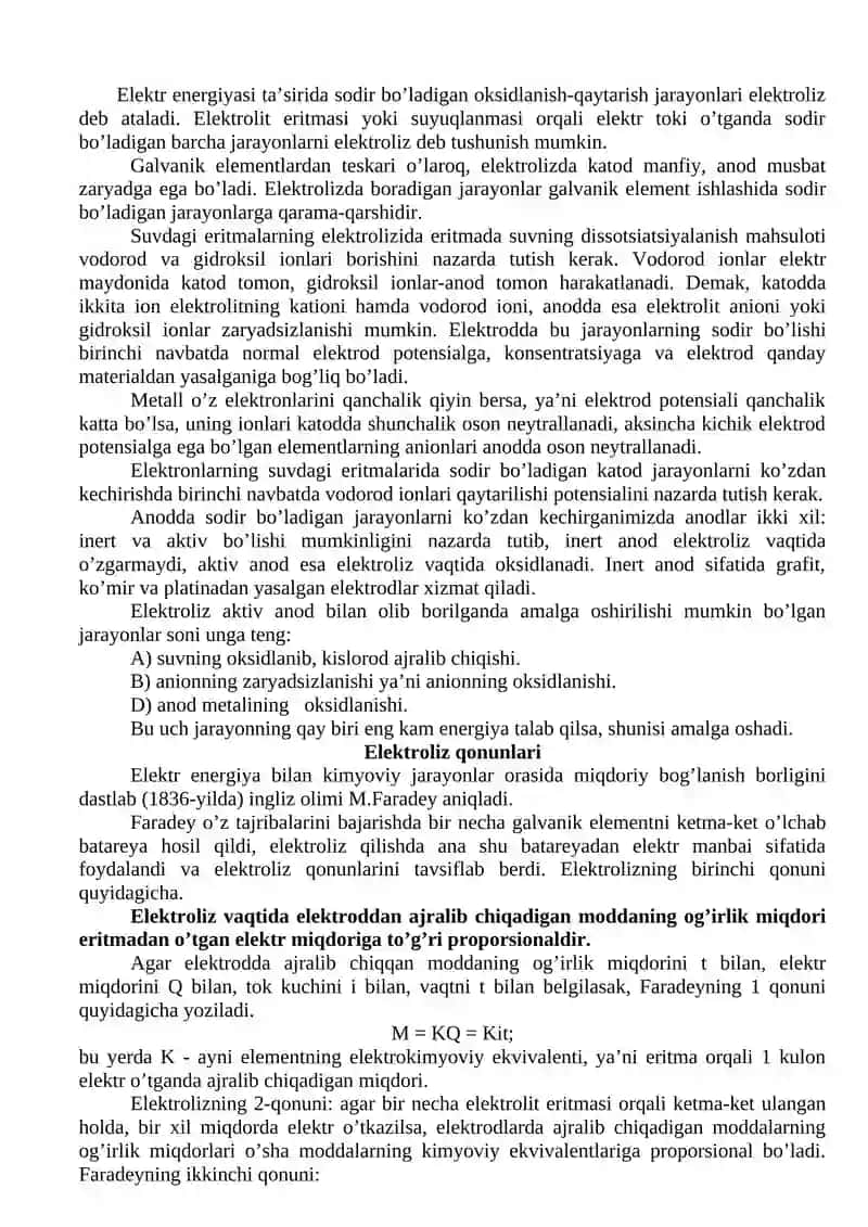 Galvanic Elementlar Elektroliz 4