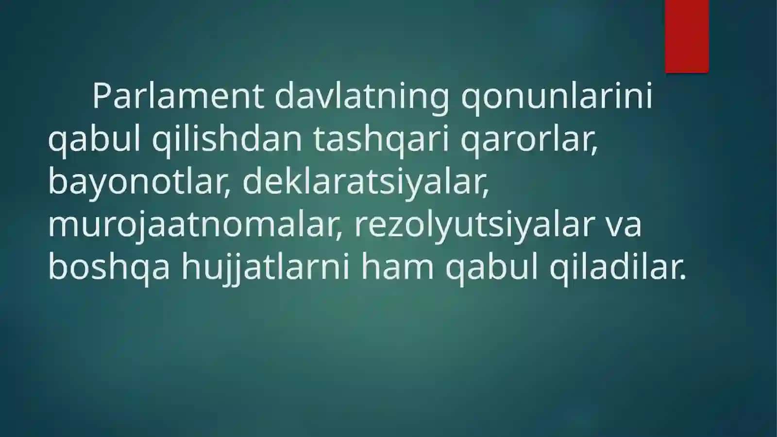 O`ZBEKISTONDA PARLAMENT TIZIMI VA UNDAGI ISLOHOTLAR. 4