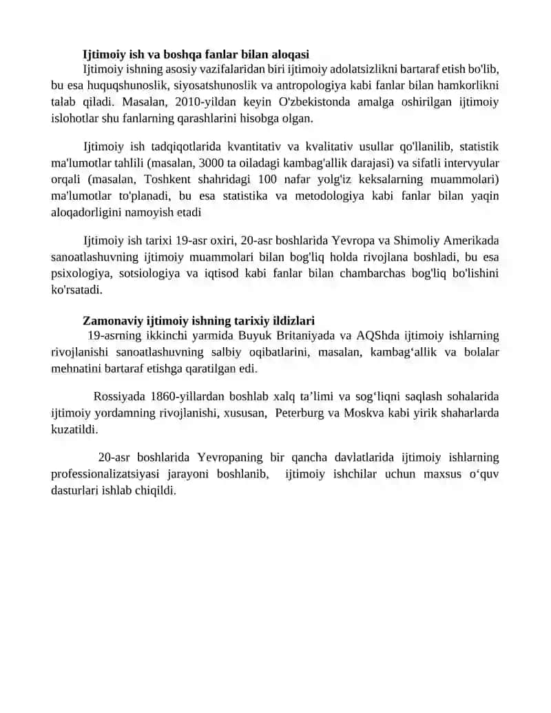 Ijtimoiy ish tarixi va xorijiy fanining maqsadi va vazifalari 4