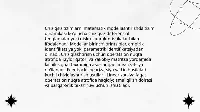 Chiziqli boshqaruv tizimlarining matematik modellashtitish 4