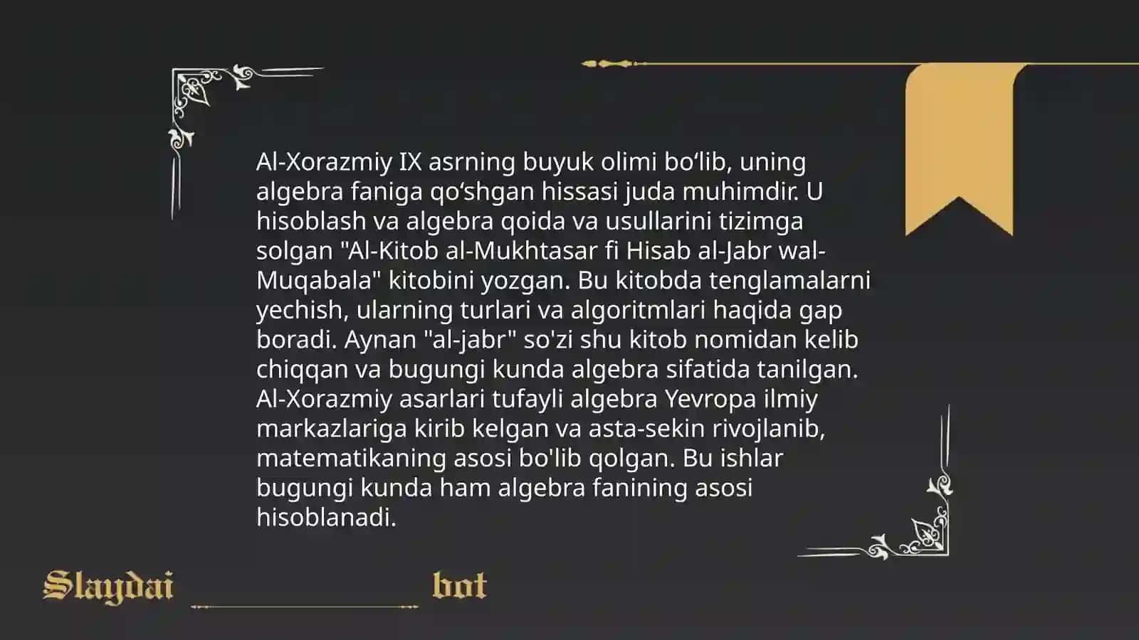 Muhammad Al-Xorazmiy va Ahmad al-Fargʻoniy hayoti va faoliyati 4