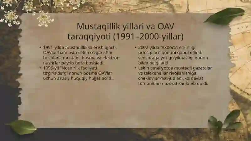 O'zbekiston Respublikasida ommaviy axborot vositalarining holati 4
