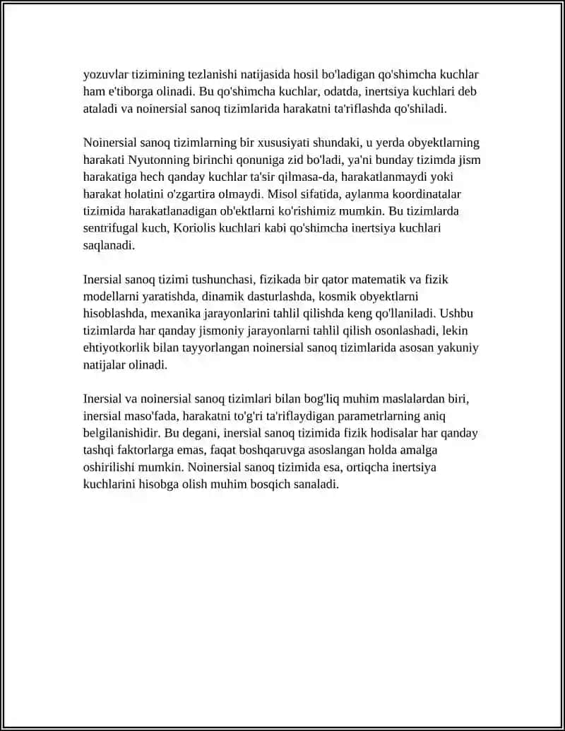 INERSIAL HISOB SISTEMASI TUSHUNCHASI.INERSIAL VA NOINERSIAL SANOQ TIZIMLARI 4