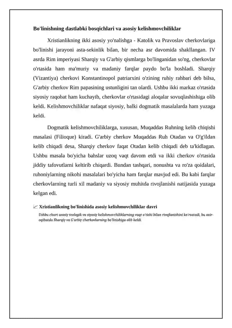 XRISTIANLIKNING KATOLIK VA PRAVASLAVLIKKA BOʻLINISHI 4