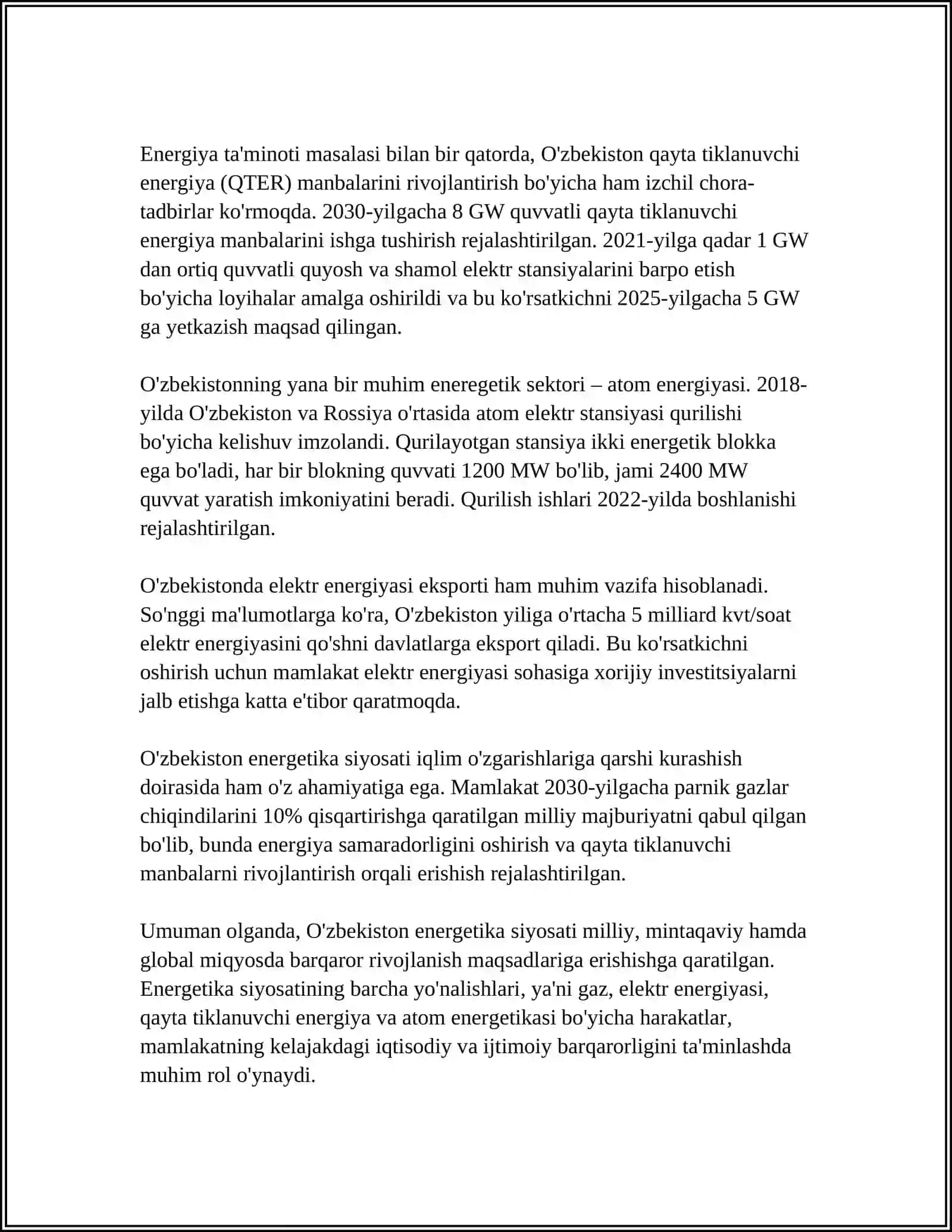 OʻZBEKISTONDA ENERGETIKANING OʻRNI 4