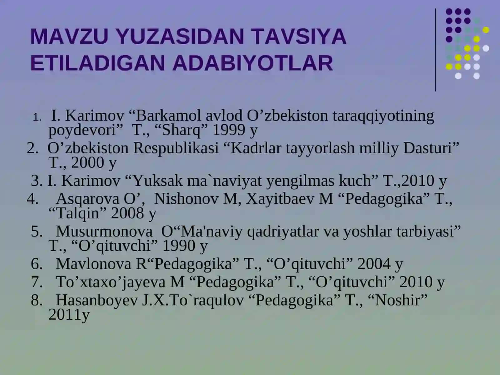 TARBIYA METODLARI 4
