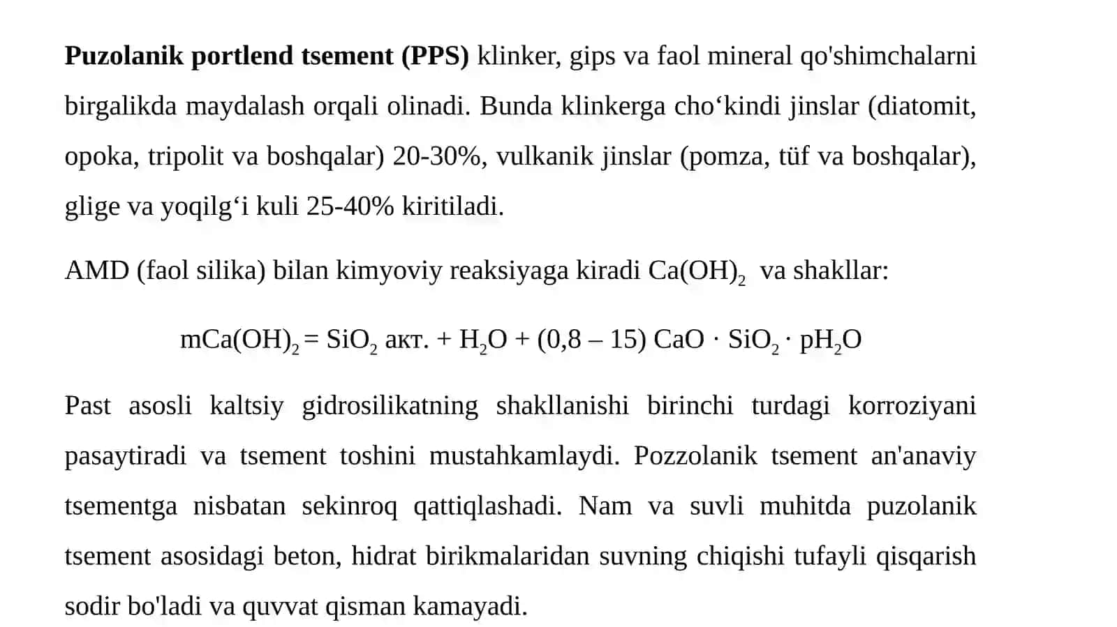 Portlandtsement. Portlandtsementningminerologiktarkibixossalari. Portlandtsementningturlari 4