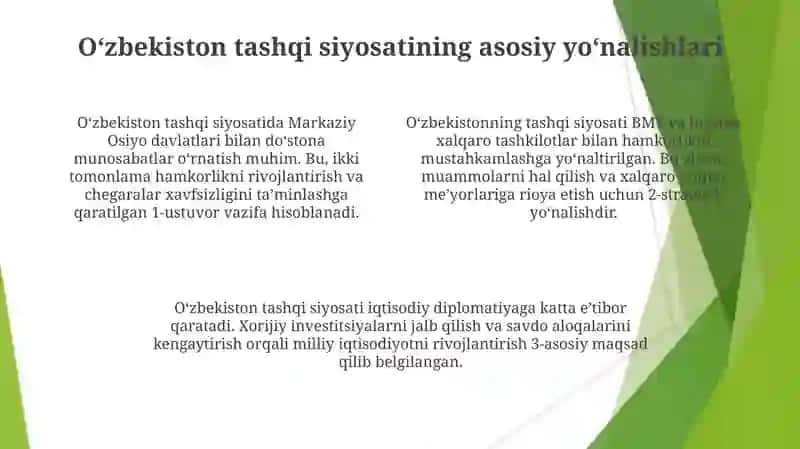 O'zbekistonning Markaziy Osiyoda tinchlik va barqarorlikni ta'minlashdagi o'rni 4