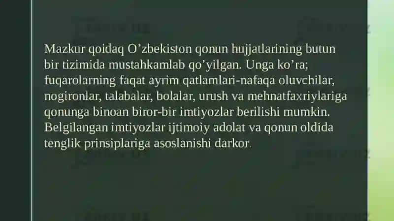 O`zbekistondai nson huquqlari va erkinliklari kafolatlarining yaratilishi 4