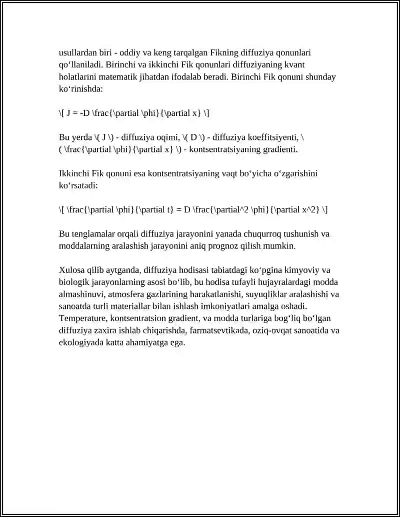 DIFFUZIYA HODISASI VA MOLEKULALARNING O‘ZARO TA’SIRI 4