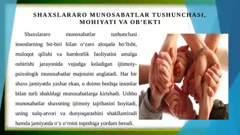 Shaxslararo munosabatlar ob’ekti va predmeti 4