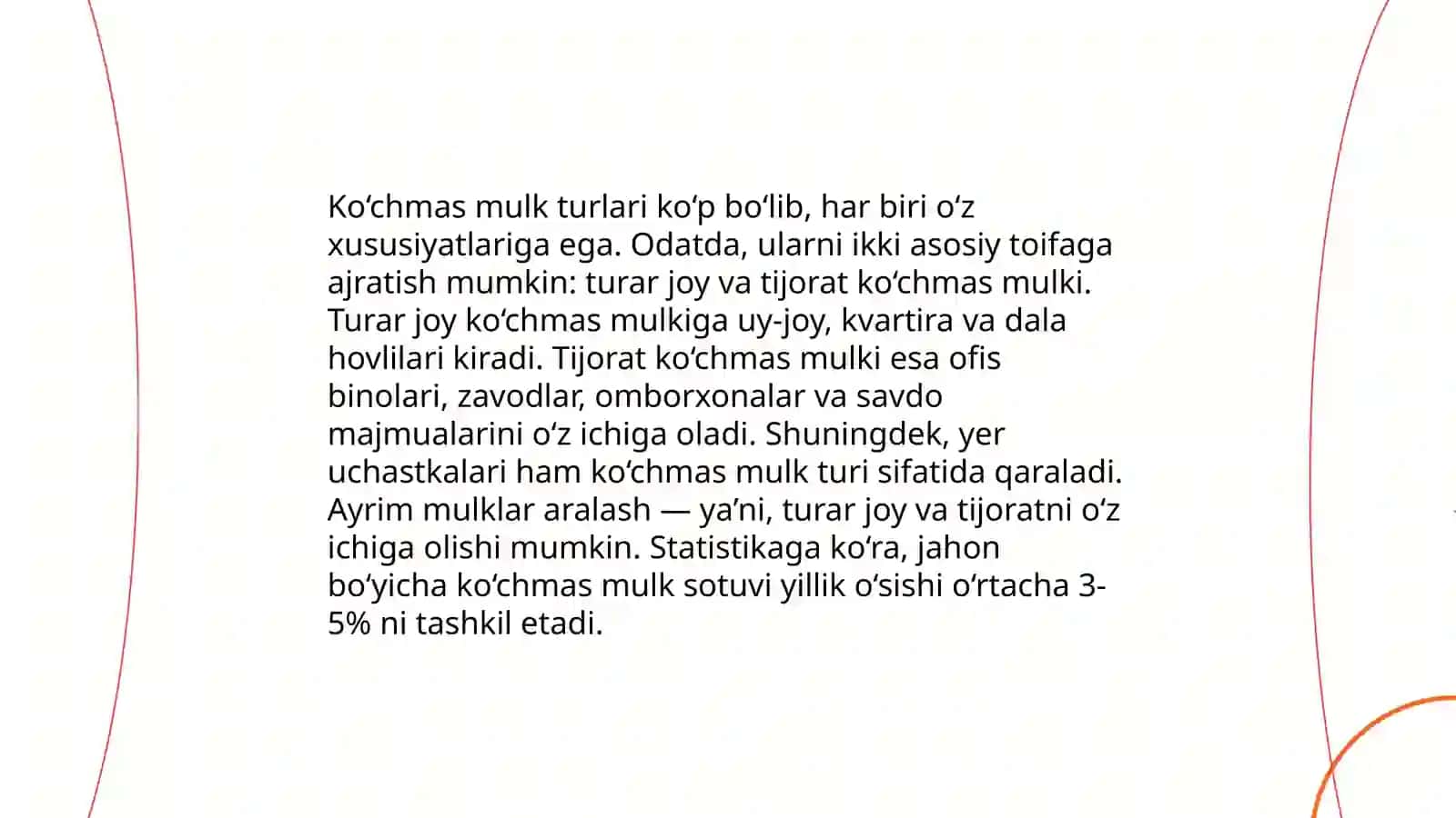 Ko‘chmas mulk ob’ektlari tavsifi va turkumlanishi 4