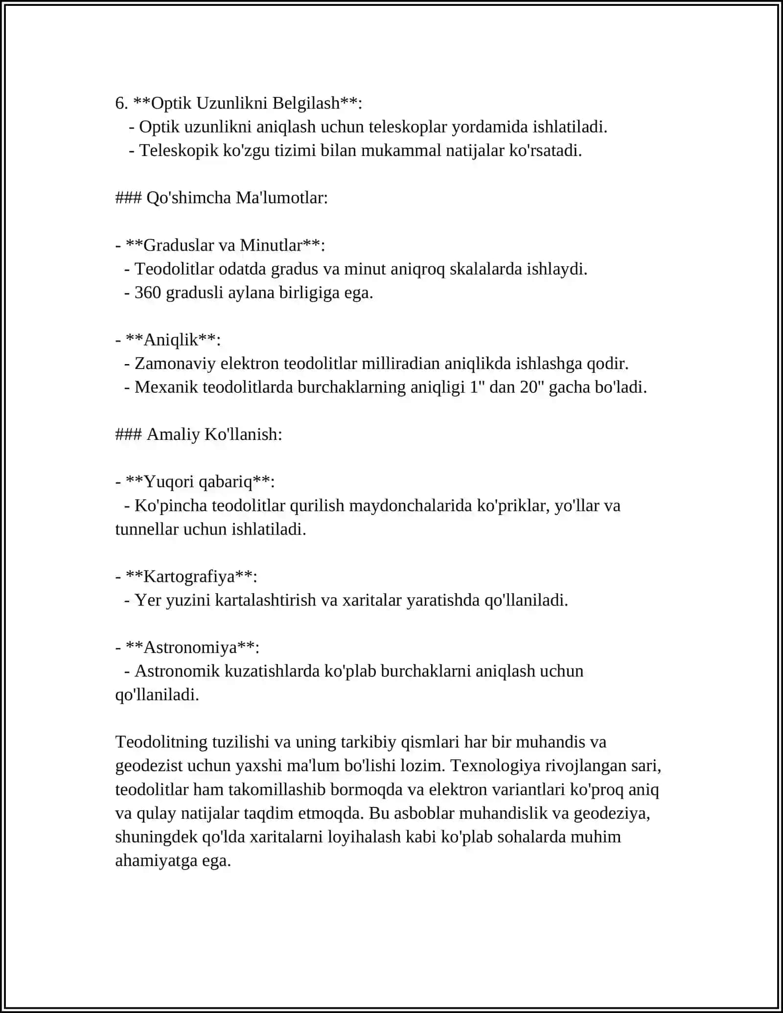 TEODOLIT YORDAMIDA BURCHAKLARNI O'LCHASH 4