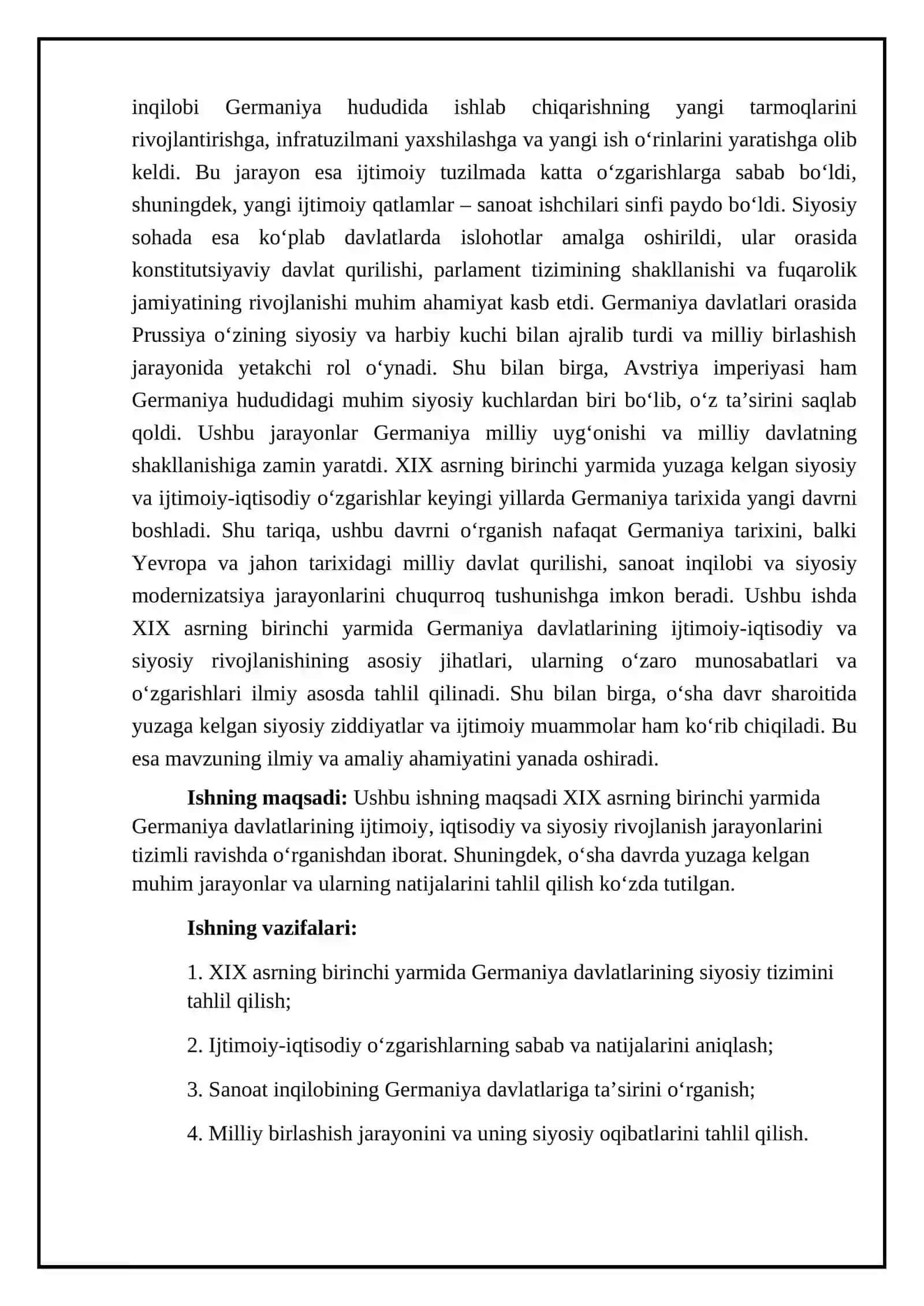 XLX ASRNING BIRINCHI YARMIDA GERMAN DAVLATLARINING IJTIMOIY-IQTISODIY VA SIYOSIY RIVOJLANISHI 4